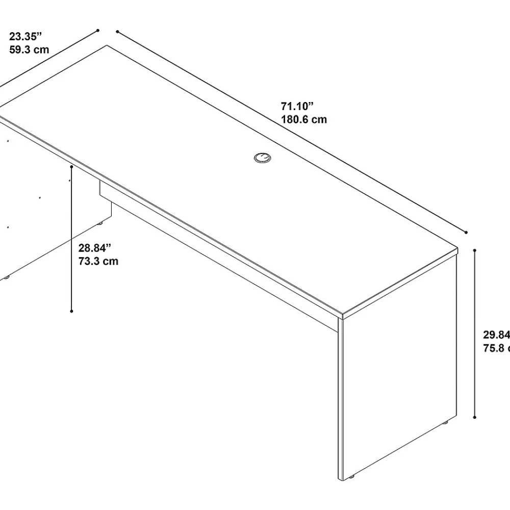 Office Desks*Bush Business Furniture Westfield 72"W Credenza Desk, Hansen Cherry/Graphite Gray (WC24426)