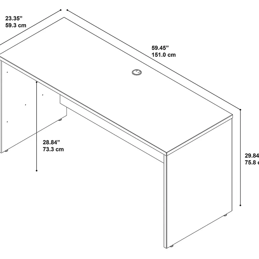 Office Desks*Bush Business Furniture Westfield 60"W Credenza Desk, (WC36761) Mahogany