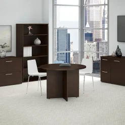 Conference Room Tables*Bush Business Furniture 42W Round Conference Table with Wood Base, (99TB42RMR) Mocha Cherry