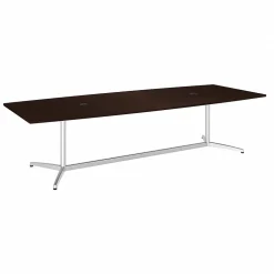 Conference Room Tables*Bush Business Furniture 120W x 48D Boat Shaped Conference Table with Metal Base, (99TBM120MRSVK) Mocha Cherry/Silver
