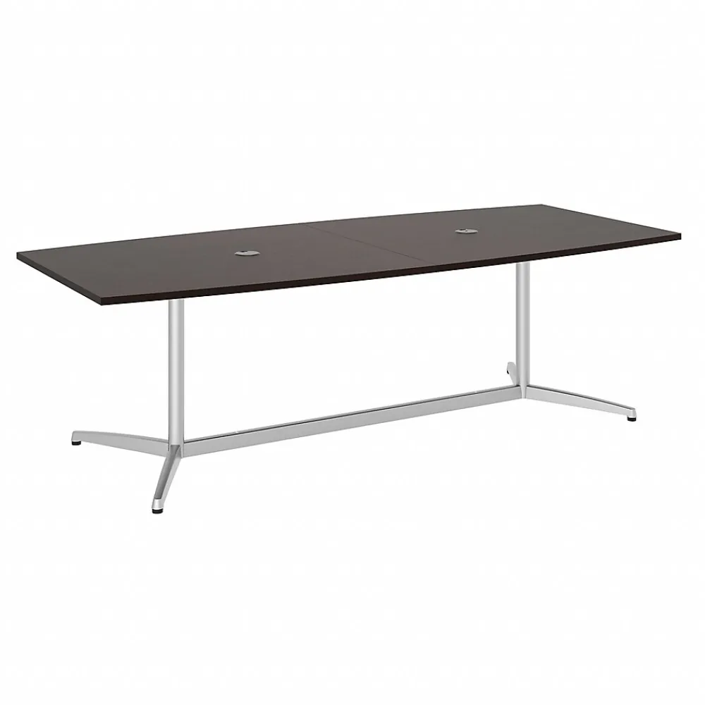Conference Room Tables*Bush Business Furniture 96W x 42D Boat Shaped Conference Table with Metal Base, (99TBM96MRSVK) Mocha Cherry/Silver
