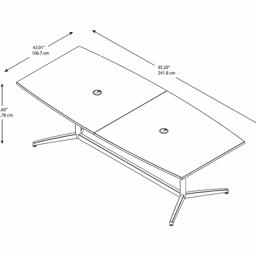 Conference Room Tables*Bush Business Furniture 96W x 42D Boat Shaped Conference Table with Metal Base, (99TBM96MRSVK) Mocha Cherry/Silver