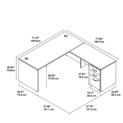 Office Desks*Bush Business Furniture Westfield 72W L Shaped Desk with 48W Return and Mobile File Cabinet, Hansen Cherry (SRC001HCSU) Hansen Cherry/Graphite