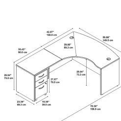 Computer Desks*Bush Business Furniture Westfield Left Handed L Shaped Desk with Mobile File Cabinet, (SRC007MRLSU) Mocha Cherry