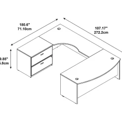 Office Desks*Bush Business Furniture Westfield Bow Front Left Handed U Shaped Desk with Lateral File Cabinet, Hansen Cherry (SRC019HCLSU)