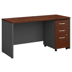 Computer Desks*Bush Business Furniture Westfield 60W x 24D Office Desk with Mobile File Cabinet, (SRC025HCSU) Hansen Cherry