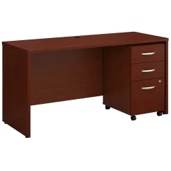 Computer Desks*Bush Business Furniture Westfield 60W x 24D Office Desk with Mobile File Cabinet, (SRC025MASU) Mahogany
