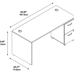Computer Desks*Bush Business Furniture Westfield Desk w/ 2 Drawer Mobile Pedestal, (SRC028HCSU) Hansen Cherry