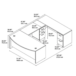 Computer Desks*Bush Business Furniture Westfield 72W x 36D Bow Front U Shaped Desk w/ Mobile File Cabinets, Hansen Cherry (SRC043HCSU)