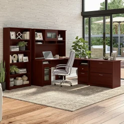 Corner Desks*Bush Furniture Cabot L Shaped Desk, (WC31430K) Harvest Cherry
