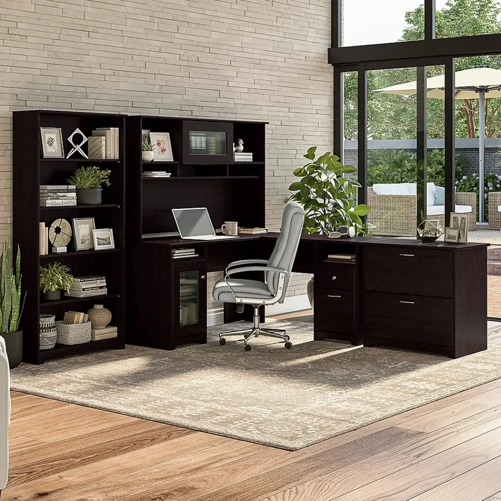 L-Desks*Bush Furniture Cabot 60"W L Shaped Computer Desk with Storage, (WC31830K) Espresso Oak