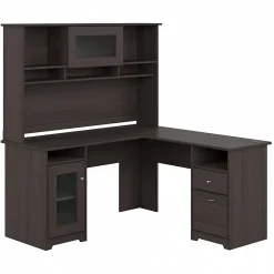 L-Desks*Bush Furniture Cabot 60"W L Shaped Computer Desk with Hutch and Storage, (CAB001HRG) Heather Gray