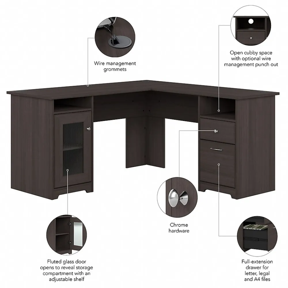 L-Desks*Bush Furniture Cabot 60"W L Shaped Desk, (WC31730-03K) Heather Gray