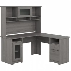 L-Desks*Bush Furniture Cabot 60"W L Shaped Computer Desk with Hutch and Storage, (CAB001MG) Modern Gray