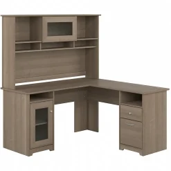 L-Desks*Bush Furniture Cabot 60"W L Shaped Computer Desk with Hutch and Storage, (CAB001AG) Ash Gray