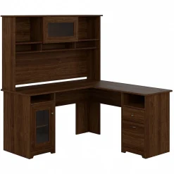 L-Desks*Bush Furniture Cabot 60"W L Shaped Computer Desk with Hutch and Storage, (CAB001MW) Modern Walnut