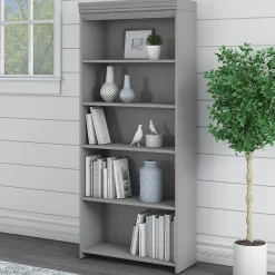 Bookcases*Bush Furniture Fairview 69"H 5-Shelf Bookcase with Adjustable Shelves, Laminated Wood (WC53565-03) Cape Cod Gray