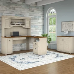 Storage Cabinets*Bush Furniture Fairview Small Storage Cabinet with Doors, (WC53296-03) Antique White/Tea Maple