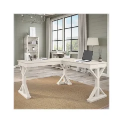 L-Desks*Bush Furniture Homestead 60"W Farmhouse L Shaped Desk, Linen White Oak (HOD160LW-03K)