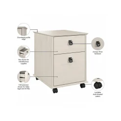 File Cabinets*Bush Furniture Homestead 2-Drawer Mobile File Cabinet, Letter Size, Linen White Oak (HOF117LW-03)