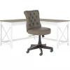 L-Desks*Bush Furniture Key West 60" L-Shaped Desk with Mid-Back Tufted Office Chair, Shiplap Gray/Pure White (KWS045G2W)