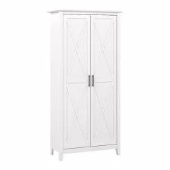 Storage Cabinets*Bush Furniture Key West 66" Tall Storage Cabinet with Doors and 5 Shelves, Pure White Oak (KWS266WT-03)