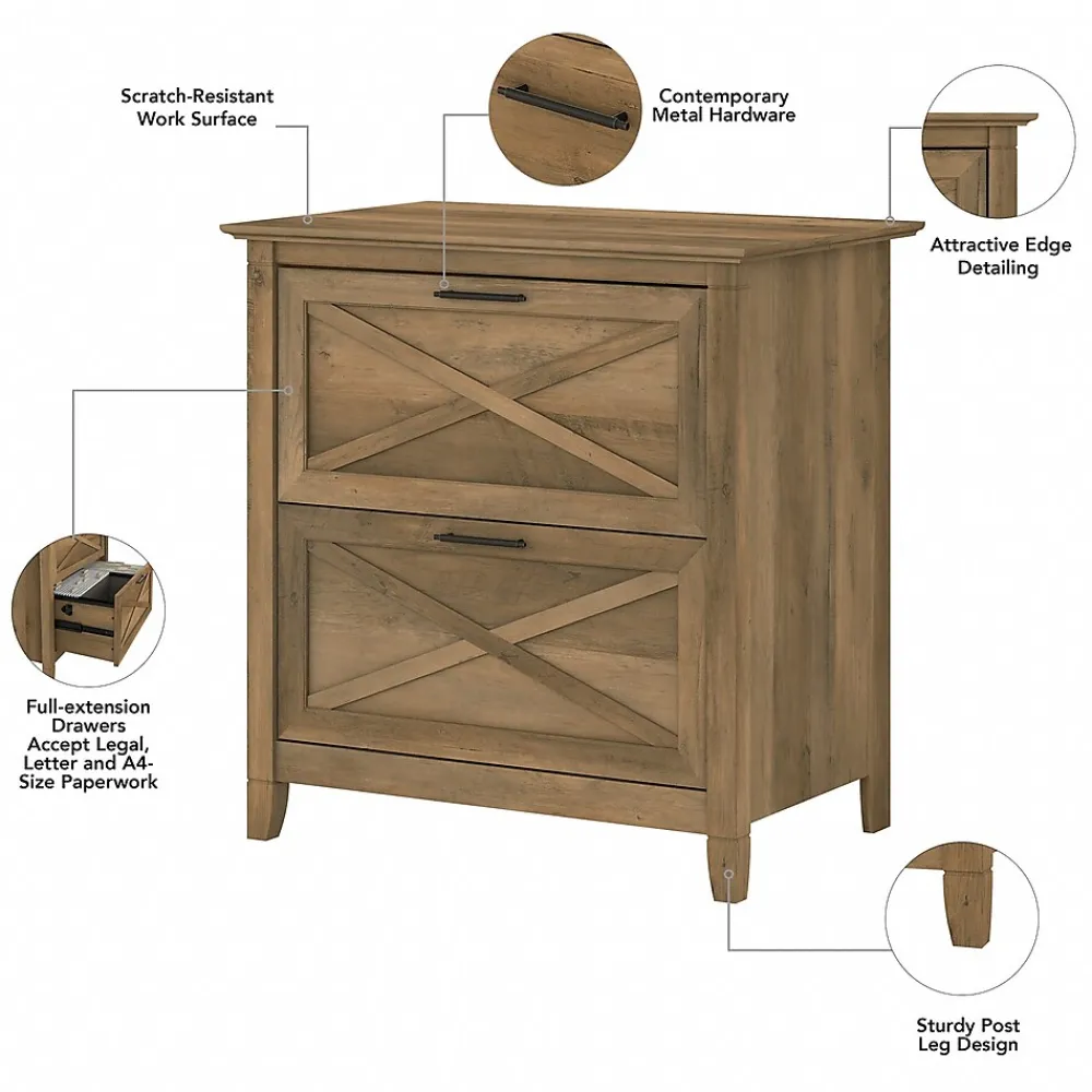 File Cabinets*Bush Furniture Key West 2-Drawer Lateral File Cabinet, Letter/Legal, Reclaimed Pine, 30" (KWF130RCP-03)