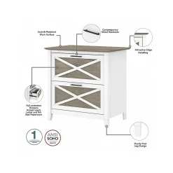 File Cabinets*Bush Furniture Key West 2-Drawer Lateral File Cabinet, Letter/Legal, Shiplap Gray/Pure White, 30