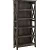Bookcases*Bush Furniture Key West 66"H 5-Shelf Bookcase with Adjustable Shelves, Dark Gray Hickory Wood (KWB132GH-03)