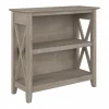 Bookcases*Bush Furniture Key West 30"H 2-Shelf Bookcase with Adjustable Shelf, Washed Gray (KWB124WG-03)