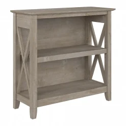 Bookcases*Bush Furniture Key West 30"H 2-Shelf Bookcase with Adjustable Shelf, Washed Gray (KWB124WG-03)