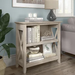 Bookcases*Bush Furniture Key West 30"H 2-Shelf Bookcase with Adjustable Shelf, Washed Gray (KWB124WG-03)