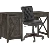 Computer Desks*Bush Furniture Key West 54"W Computer Desk with Storage and Mid-Back Tufted Office Chair, Dark Gray Hickory (KWS020GH)