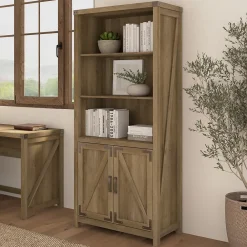 Bookcases*Bush Furniture Knoxville 72"H 5-Shelf Bookcase with Doors, Reclaimed Pine (CGB132RCP-03)