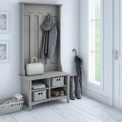 Storage Cabinets*Bush Furniture Salinas Hall Tree with Storage Bench, (SAL001CG) Cape Cod Gray