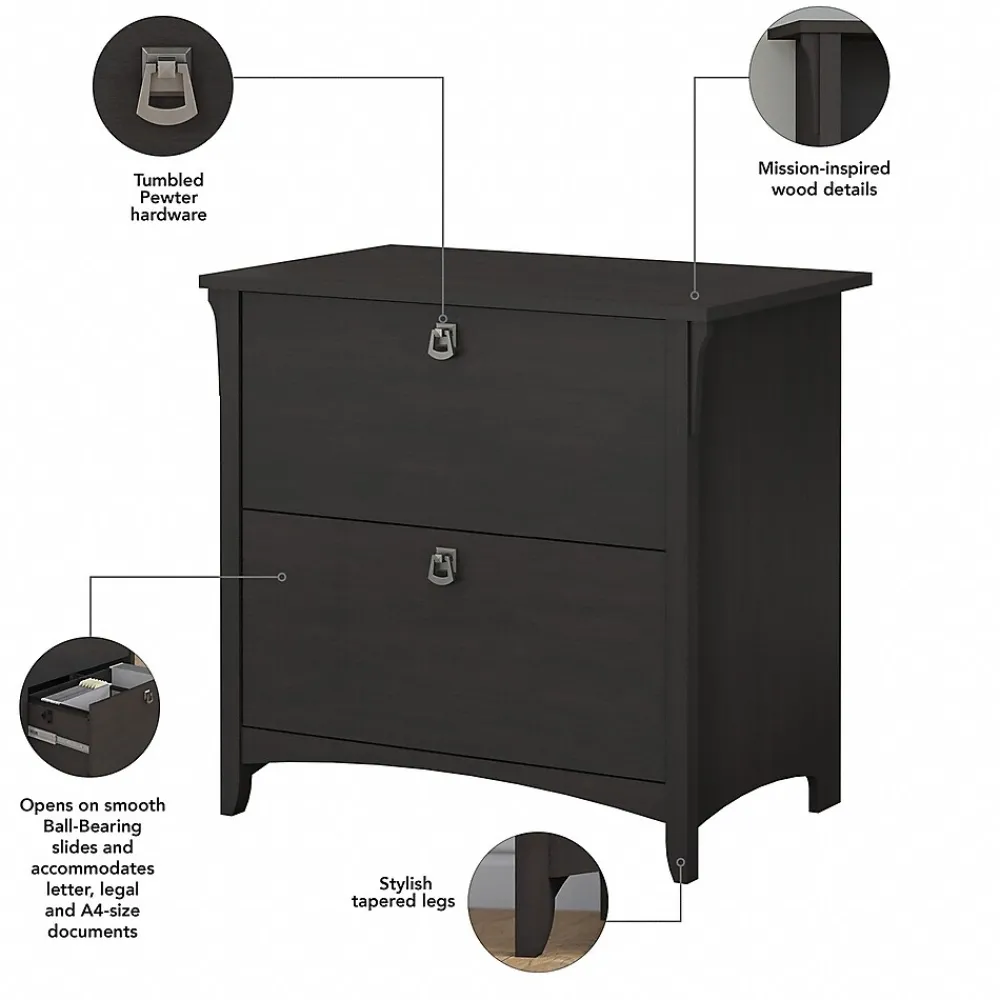 File Cabinets*Bush Furniture Salinas Lateral File Cabinet, (SAF132VB-03) Vintage Black