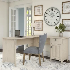 Computer Desks*Bush Furniture Salinas 60"W L Shaped Desk with Storage, (SAD160AW-03) Antique White