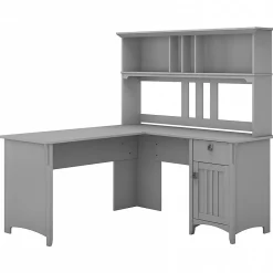 L-Desks*Bush Furniture Salinas 60"W L Shaped Desk with Hutch, Cape Cod Gray (SAL004CG)