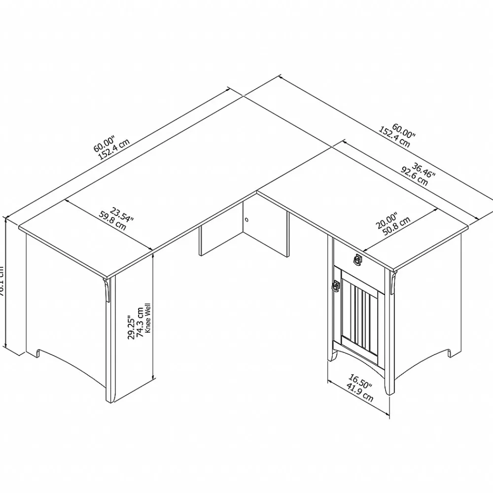 L-Desks*Bush Furniture Salinas 60"W L Shaped Desk with Storage, (SAD160CG-03) Cape Cod Gray