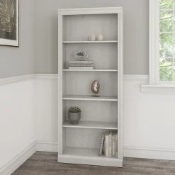 Bookcases*Bush Furniture Saratoga 72"H 5-Shelf Bookcase with Adjustable Shelves, Linen White Oak Laminate (W1645C-03)