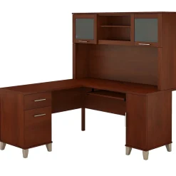 Computer Desks*Bush Furniture Somerset 60"W L Shaped Desk with Hutch, (SET002HC) Hansen Cherry