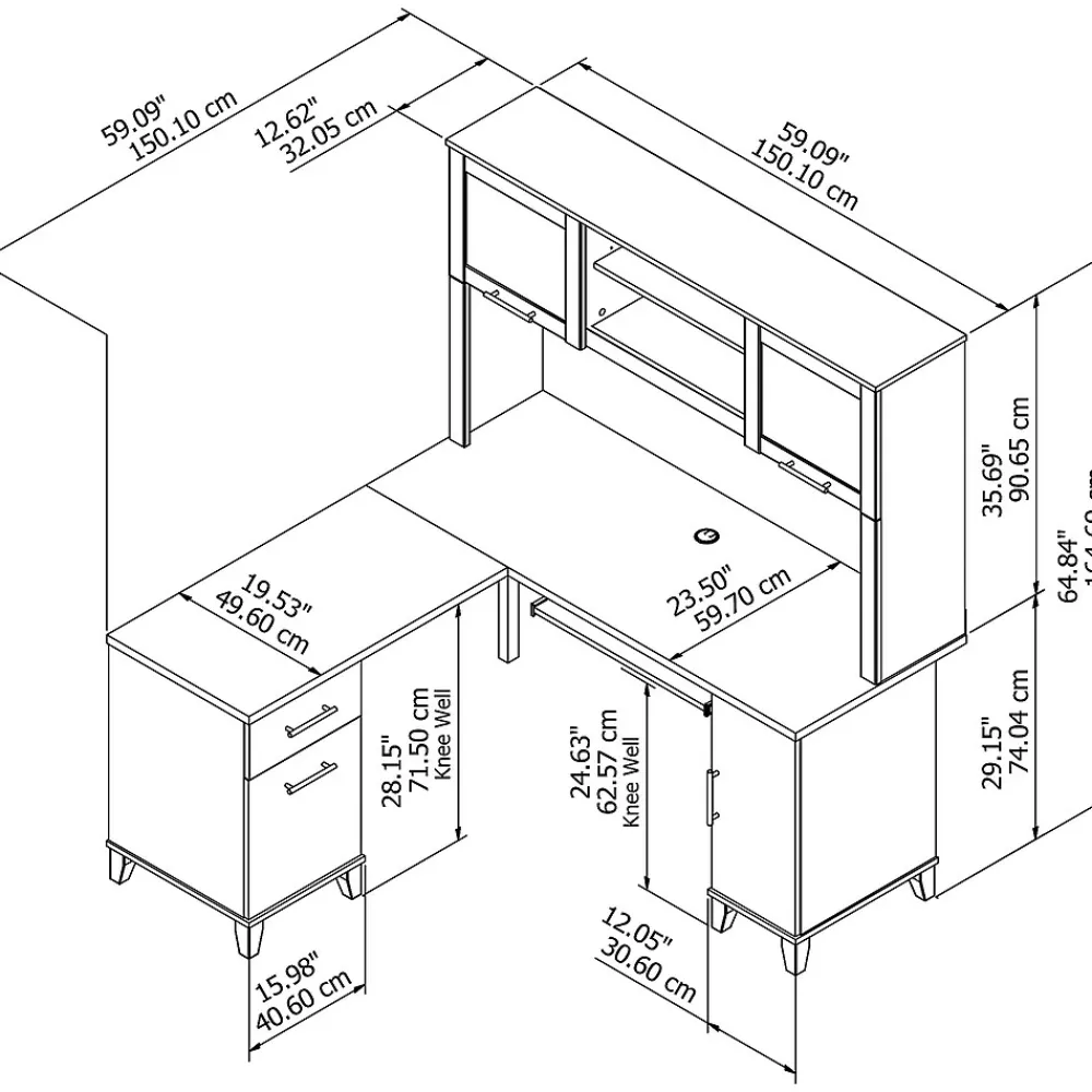 Computer Desks*Bush Furniture Somerset 60"W L Shaped Desk with Hutch, (SET002HC) Hansen Cherry