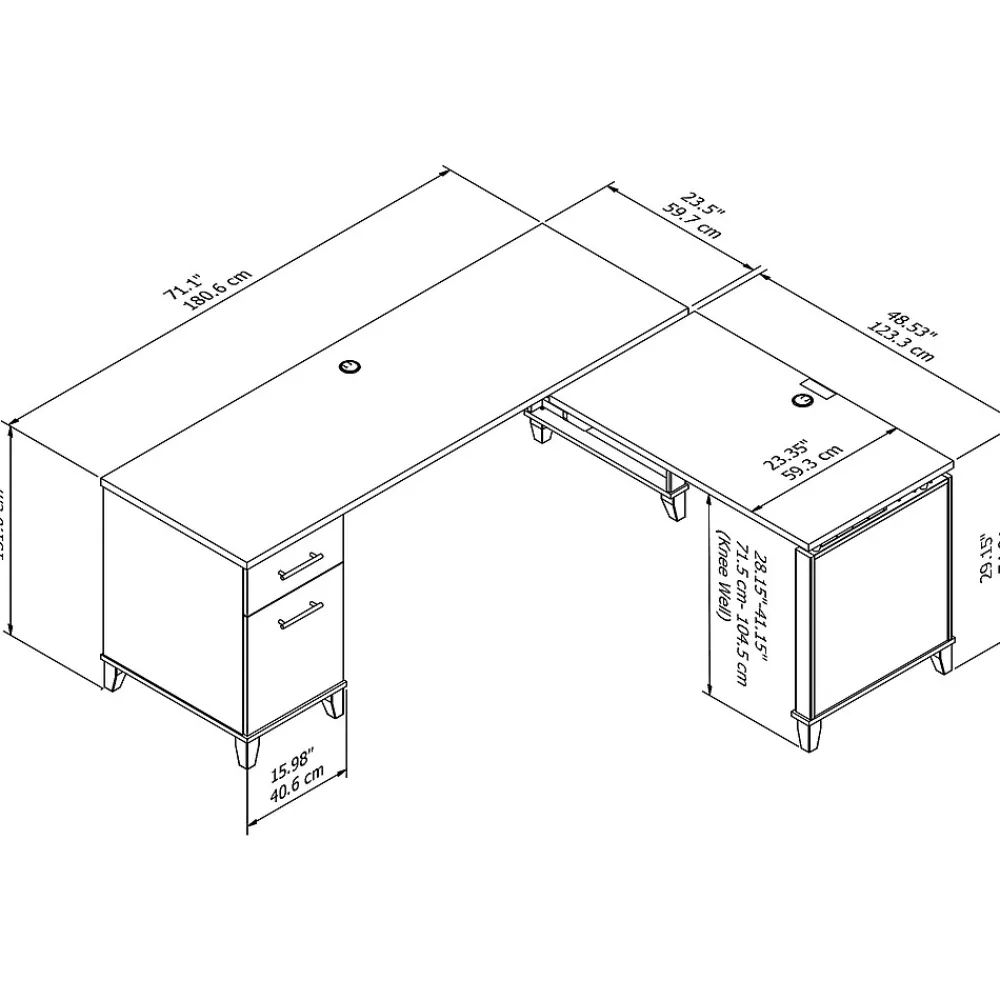 L-Desks*Bush Furniture Somerset 72"W 3 Position Sit to Stand L Shaped Desk, (SET014MR) Mocha Cherry