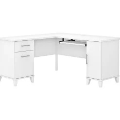L-Desks*Bush Furniture Somerset 60"W L Shaped Desk with Storage, (WC81930K) White