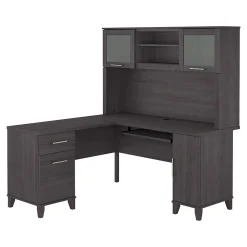 Computer Desks*Bush Furniture Somerset 60"W L Shaped Desk with Hutch, (SET002SG) Storm Gray