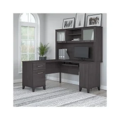 Computer Desks*Bush Furniture Somerset 60"W L Shaped Desk with Hutch, (SET002SG) Storm Gray
