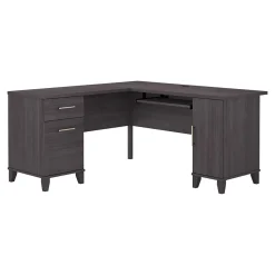 Office Desks*Bush Furniture Somerset 60"W L Shaped Desk with Storage, (WC81530K) Storm Gray