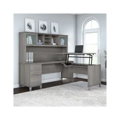 L-Desks*Bush Furniture Somerset 72"W 3 Position Sit to Stand L Shaped Desk with Hutch, (SET015PG) Platinum Gray