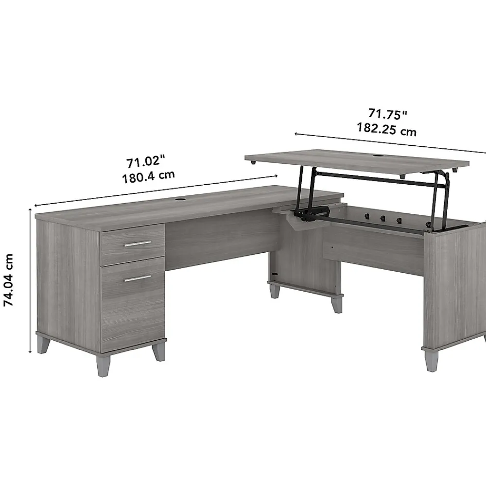L-Desks*Bush Furniture Somerset 72"W 3 Position Sit to Stand L Shaped Desk, (SET014PG) Platinum Gray