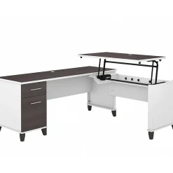 L-Desks*Bush Furniture Somerset 72"W 3 Position Sit to Stand L Shaped Desk, (SET014SGWH) Storm Gray/White